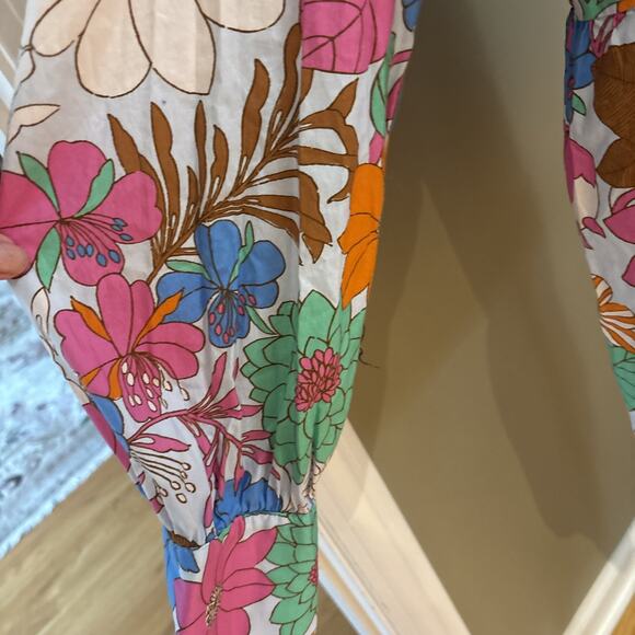 Tuckernuck Wild Rhapsody Floral Retro Baskin Print Cotton Top Tie Neck XL New - Picture 3 of 14